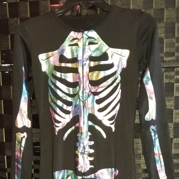 Tipsyelves Iridescent Skeleton Bodysuit Costume size small - Picture 1 of 5